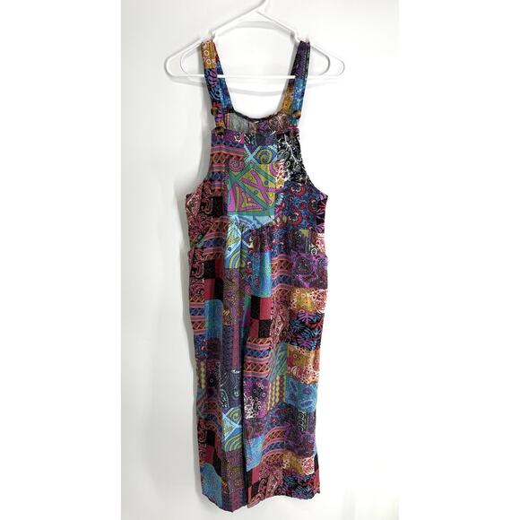 Women’s Patchwork Print Cotton Polyester Overalls Y2K Hobo Hippie Vibes No Size - Picture 1 of 9